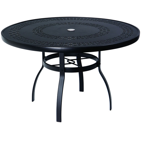 Deluxe Aluminum 48 Round Trellis Top Table with Umbrella Hole by Woodard - Image 15